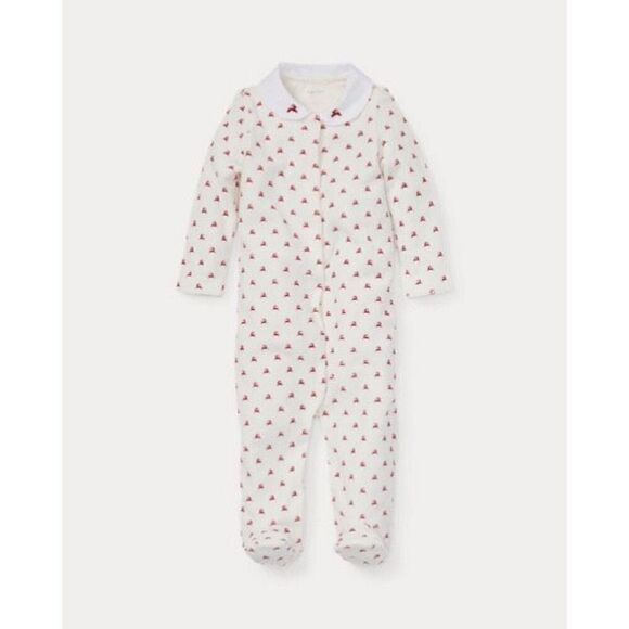 Ralph Lauren Baby Girl Reindeer Velour Coverall  6M - Picture 1 of 7